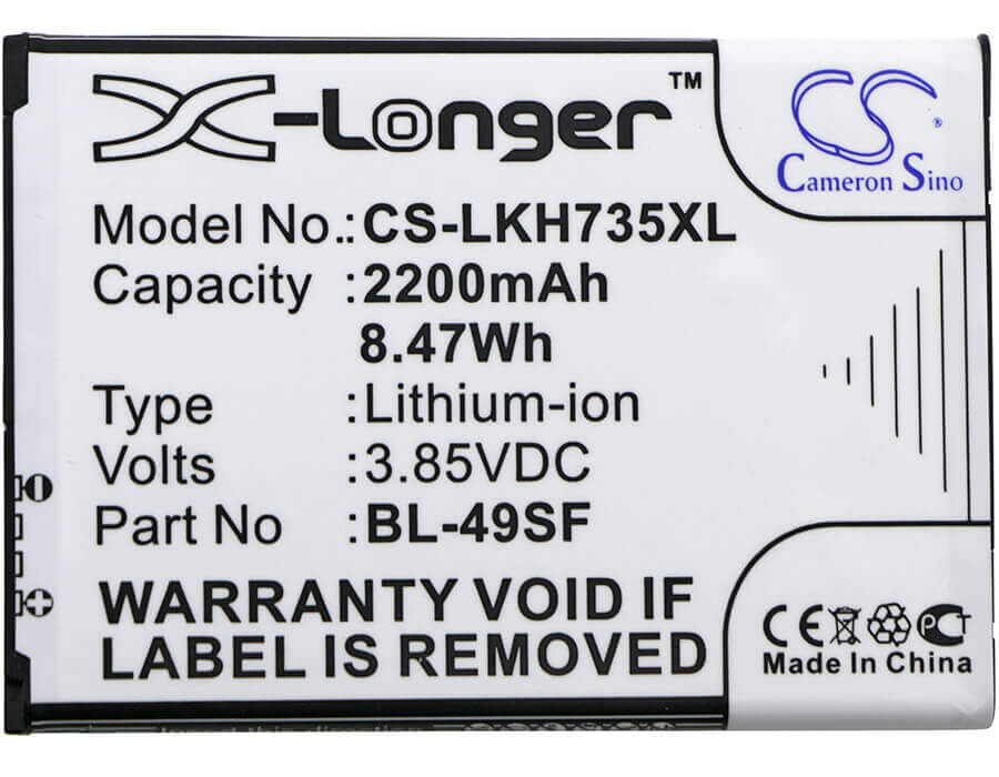 3.85V, Li-ion, 2200mAh, SmartPhone battery fits Lg, Bl-49sf, G4 Beat, G4 Mini, 8.47Wh Mobile, SmartPhone Cameron Sino Technology Limited (Smartphone)