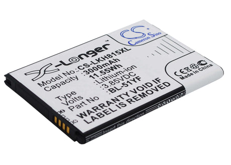 3.85V, Li-ion, 3000mAh, SmartPhone battery fits Lg, Bl-51yf, Ds1402, G Stylo, 11.55Wh Mobile, SmartPhone Cameron Sino Technology Limited (Smartphone)