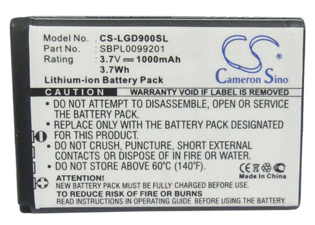 3.7V, Li-ion, 1000mAh, SmartPhone battery fits Lg, Lgip-520n, Bl40 Chocolate, Gd900, 3.7Wh Mobile, SmartPhone Cameron Sino Technology Limited (Smartphone)