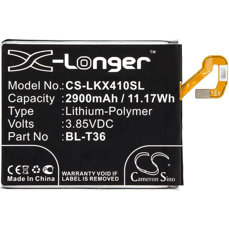 3.85V, Li-Polymer, 2900mAh, SmartPhone battery fits Lg, Bl-t36, Harmony 2, Harmony 2 Lte-a, 11.17Wh Mobile, SmartPhone Cameron Sino Technology Limited (Smartphone)