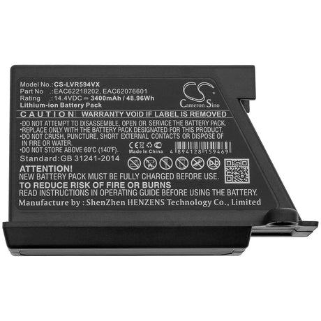 14.4V, Li-ion, 3400mAh, Vacuum battery fits Lg, Hom-bot 2.0, Hom-bot 3.0, Hombot R66803vmnp, 48.96Wh Vacuum Cameron Sino Technology Limited