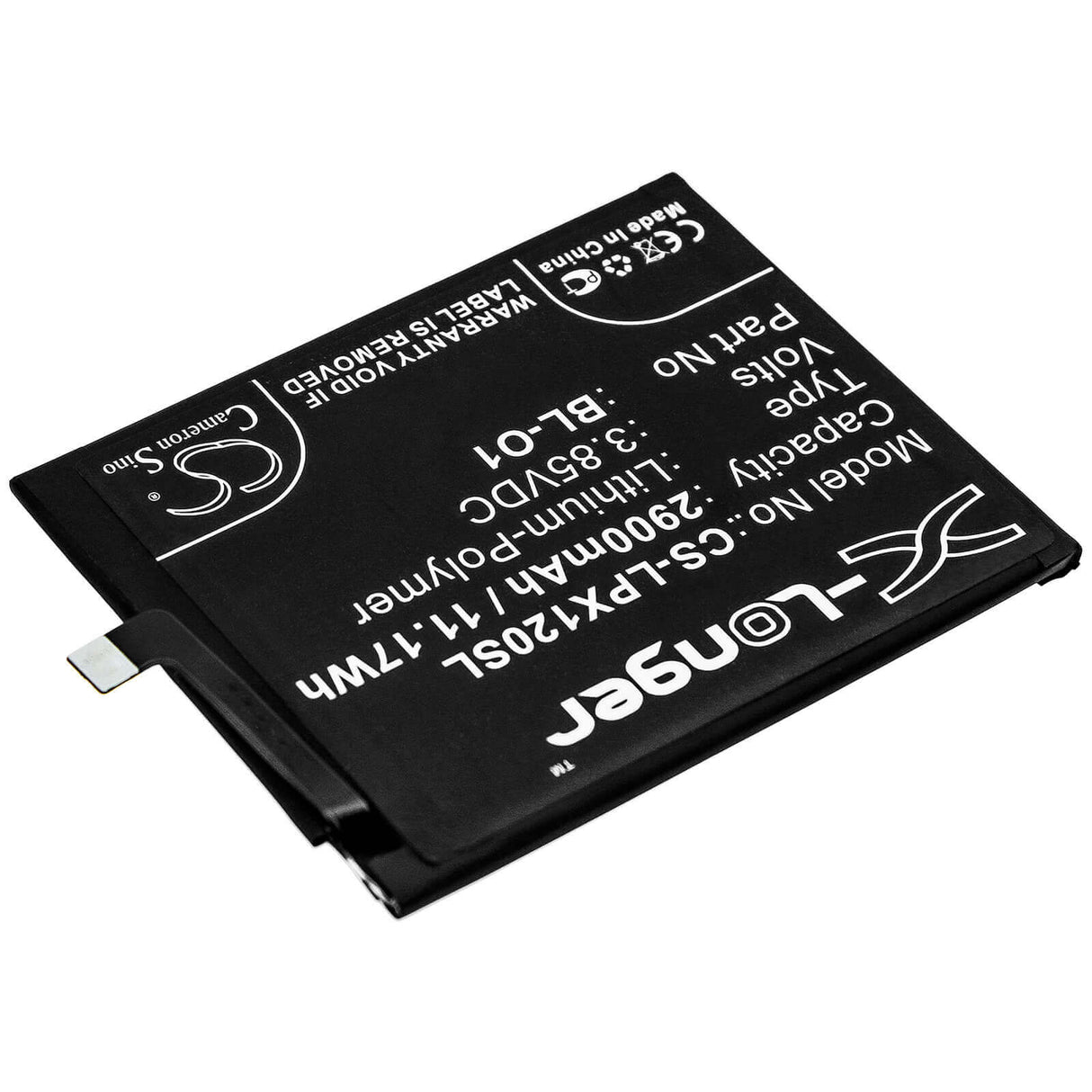 3.85V, Li-Polymer, 2900mAh, SmartPhone battery fits Lg, Bl-o1, K20 2019, K8 Plus, 11.17Wh Mobile, SmartPhone Cameron Sino Technology Limited (Smartphone)