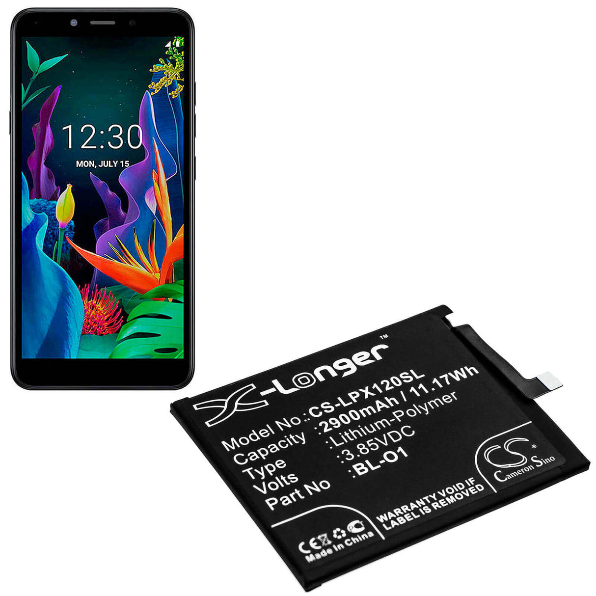 3.85V, Li-Polymer, 2900mAh, SmartPhone battery fits Lg, Bl-o1, K20 2019, K8 Plus, 11.17Wh Mobile, SmartPhone Cameron Sino Technology Limited (Smartphone)