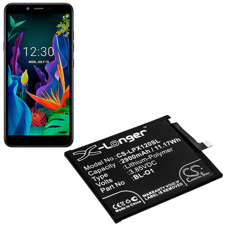 3.85V, Li-Polymer, 2900mAh, SmartPhone battery fits Lg, Bl-o1, K20 2019, K8 Plus, 11.17Wh Mobile, SmartPhone Cameron Sino Technology Limited (Smartphone)