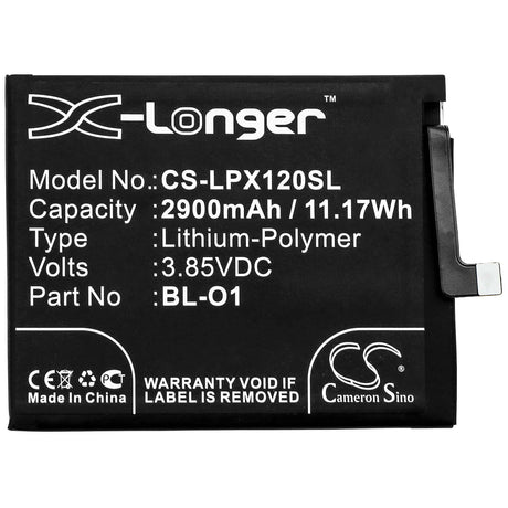 3.85V, Li-Polymer, 2900mAh, SmartPhone battery fits Lg, Bl-o1, K20 2019, K8 Plus, 11.17Wh Mobile, SmartPhone Cameron Sino Technology Limited (Smartphone)