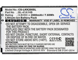 3.8V, Li-ion, 2000mAh, SmartPhone battery fits Lg, Bl-41a1hb, K200, K200ds, 7.6Wh Mobile, SmartPhone Cameron Sino Technology Limited (Smartphone)