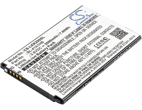 3.8V, Li-ion, 2000mAh, SmartPhone battery fits Lg, Bl-41a1hb, K200, K200ds, 7.6Wh Mobile, SmartPhone Cameron Sino Technology Limited (Smartphone)