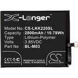 3.85V, Li-Polymer, 2800mAh, SmartPhone battery fits Lg, Bl-m03, K200bmw, K22 2020, 10.78Wh Mobile, SmartPhone Cameron Sino Technology Limited (Smartphone)
