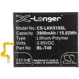 3.85V, Li-Polymer, 3900mAh, SmartPhone battery fits Lg, Bl-t49, K510, K51s, 15.02Wh Mobile, SmartPhone Cameron Sino Technology Limited (Smartphone)