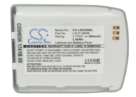 3.7V, Li-ion, 800mAh, SmartPhone battery fits Lg, Lglp-gbim, Ke500, Ke508, 2.96Wh Mobile, SmartPhone Cameron Sino Technology Limited (Suspended)