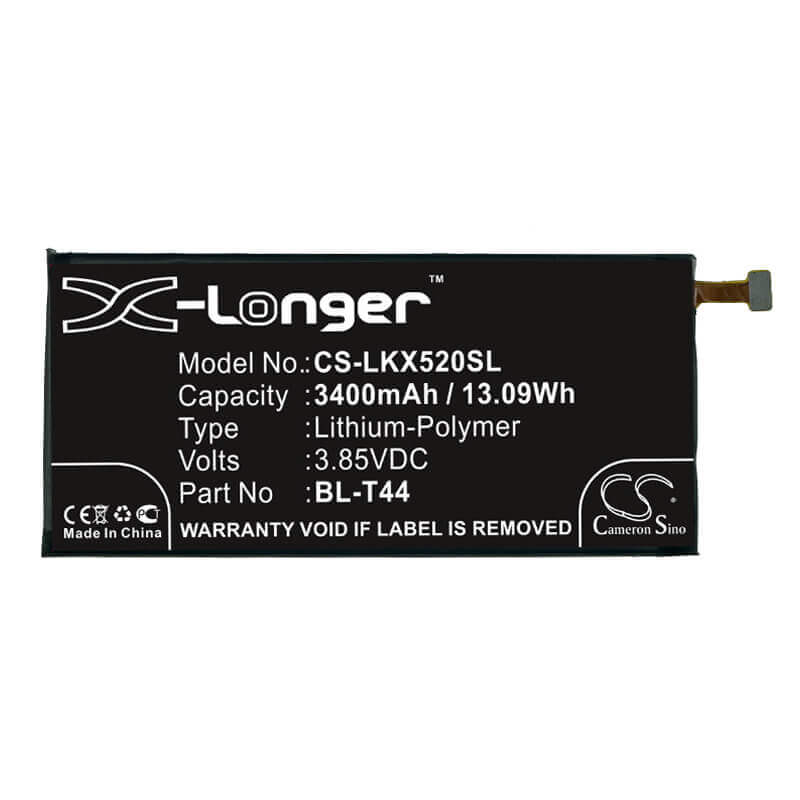 3.85V, Li-Polymer, 3400mAh, SmartPhone battery fits Lg, Bl-t44, K50 Lm-x520hm, L722dl, 13.09Wh Mobile, SmartPhone Cameron Sino Technology Limited (Smartphone)