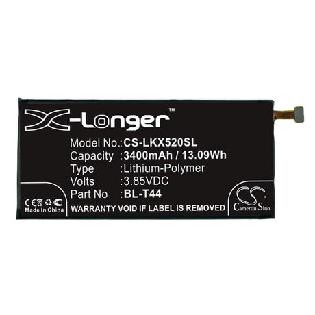 3.85V, Li-Polymer, 3400mAh, SmartPhone battery fits Lg, Bl-t44, K50 Lm-x520hm, L722dl, 13.09Wh Mobile, SmartPhone Cameron Sino Technology Limited (Smartphone)