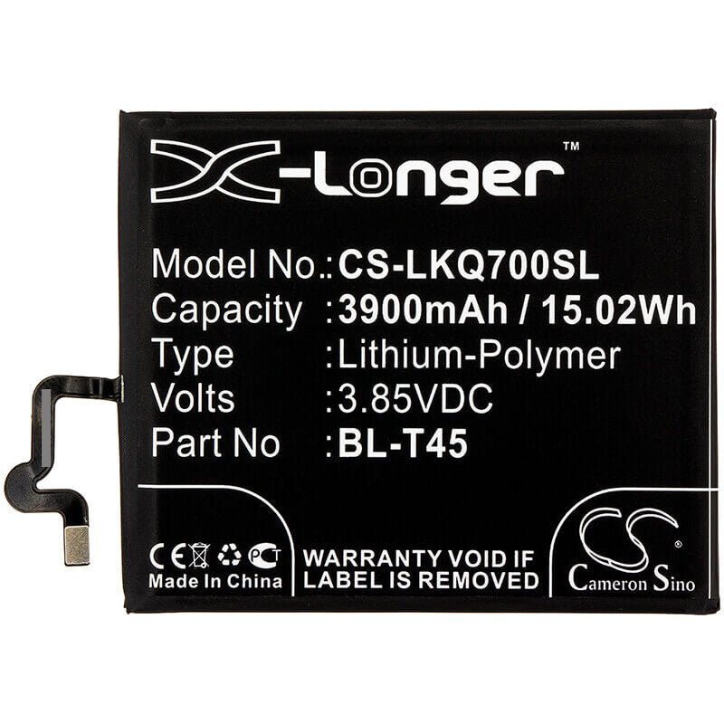 3.85V, Li-Polymer, 3900mAh, SmartPhone battery fits Lg, Bl-t45, K50s, K50s 2019, 15.02Wh Mobile, SmartPhone Cameron Sino Technology Limited (Smartphone)