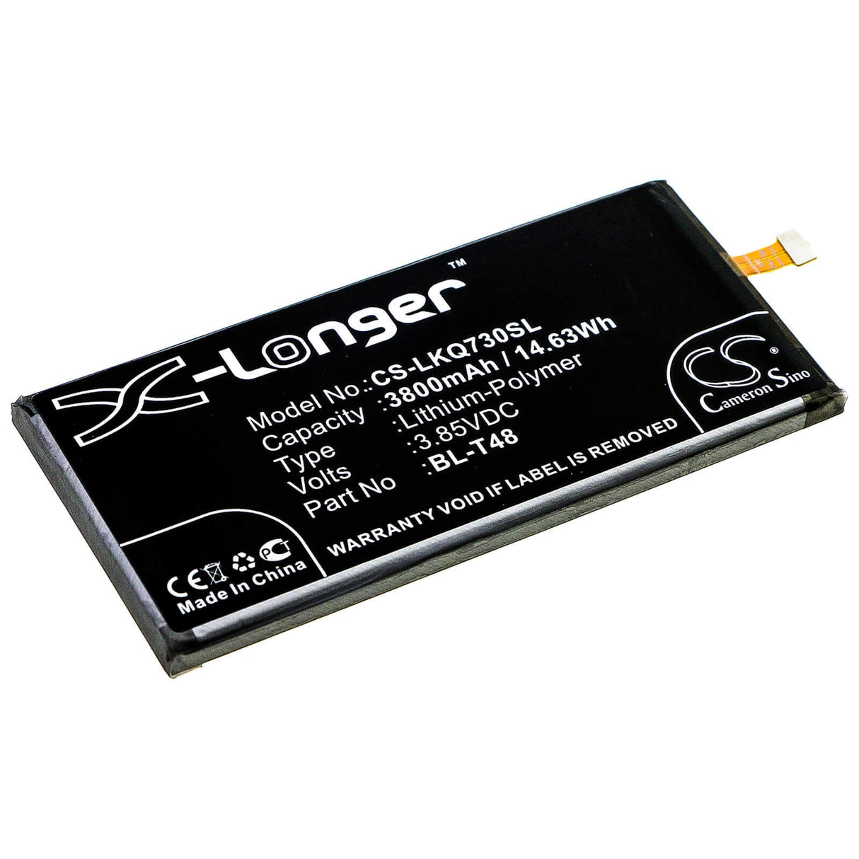 3.85V, Li-Polymer, 3800mAh, SmartPhone battery fits Lg, Bl-t48, Lmq730am4, Lmq730am4a, 14.63Wh Mobile, SmartPhone Cameron Sino Technology Limited (Smartphone)