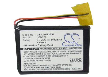 3.7V, Li-ion, 1100mAh, GPS battery fits Lg, Eac30173401, Ln700, Ln704, 4.07Wh GPS, Navigator Cameron Sino Technology Limited