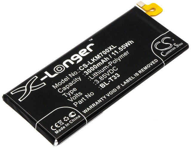 3.85V, Li-Polymer, 3000mAh, SmartPhone battery fits Lg, Bl-t33, M700a, M700an, 11.55Wh Mobile, SmartPhone Cameron Sino Technology Limited (Smartphone)