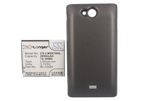 3.7V, Li-ion, 2800mAh, SmartPhone battery fits Lg, Bl-53qh, Lgms870, Ms870, 10.36Wh Mobile, SmartPhone Cameron Sino Technology Limited (Suspended)