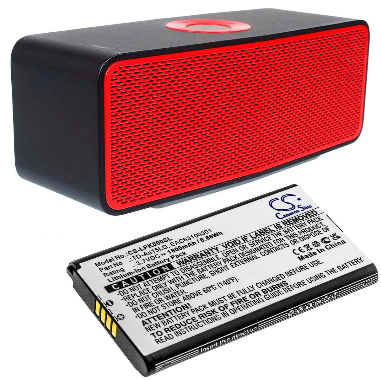 3.7V, Li-ion, 1800mAh, Speaker battery fits Lg, Music Flow P5, Music Flow P5 Strap, 6.66Wh Speaker Cameron Sino Technology Limited