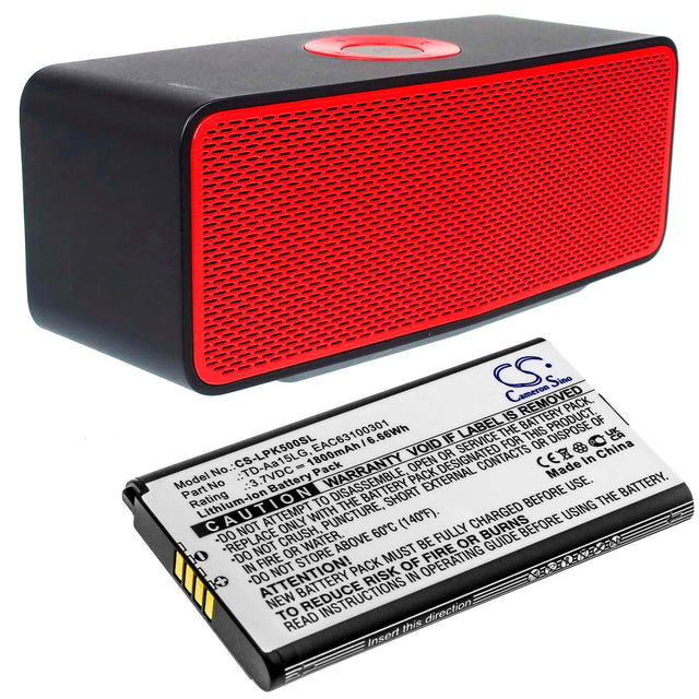 3.7V, Li-ion, 1800mAh, Speaker battery fits Lg, Music Flow P5, Music Flow P5 Strap, 6.66Wh Speaker Cameron Sino Technology Limited