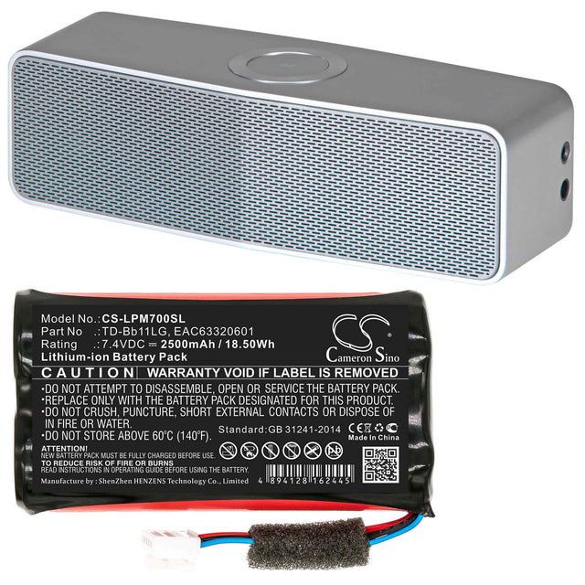 7.4V, Li-ion, 2500mAh, Speaker battery fits Lg, Music Flow P7, Np7550, 18.50Wh Speaker Cameron Sino Technology Limited