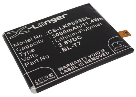 3.8V, Li-Polymer, 3000mAh, SmartPhone battery fits Lg, Bl-t7, D800, D801, 11.4Wh Mobile, SmartPhone Cameron Sino Technology Limited (Smartphone)