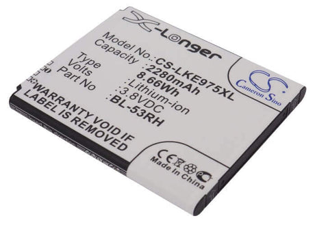 3.8V, Li-ion, 2280mAh, SmartPhone battery fits Lg, Bl-53rh, E975w, Gee, 8.66Wh Mobile, SmartPhone Cameron Sino Technology Limited (Suspended)