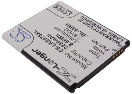 3.8V, Li-ion, 2280mAh, SmartPhone battery fits Lg, Bl-53rh, E975w, Gee, 8.66Wh Mobile, SmartPhone Cameron Sino Technology Limited (Suspended)