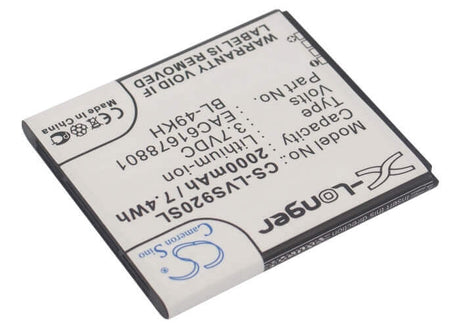 3.7V, Li-ion, 2000mAh, SmartPhone battery fits Lg, Verizon, Bl-49kh, Lu6200, Nitro Hd, 7.4Wh Mobile, SmartPhone Cameron Sino Technology Limited (Smartphone)