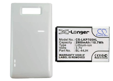 3.7V, Li-ion, 2900mAh, SmartPhone battery fits Lg, (White),Bl-44jh, Optimus P705, Optimus P705g, 10.73Wh Mobile, SmartPhone Cameron Sino Technology Limited (Suspended)
