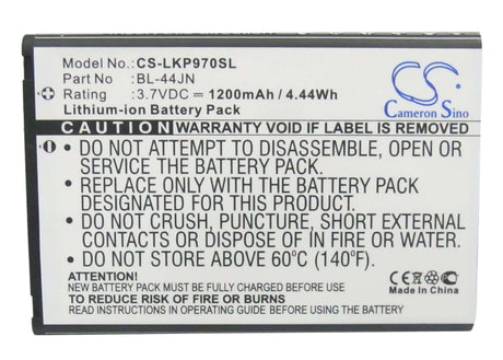 3.7V, Li-ion, 1200mAh, SmartPhone battery fits Metropcs, T-mobile, Alltel, Lg, 1icp5/44/65, As855, Ignite, 4.44Wh Mobile, SmartPhone Cameron Sino Technology Limited (Smartphone)