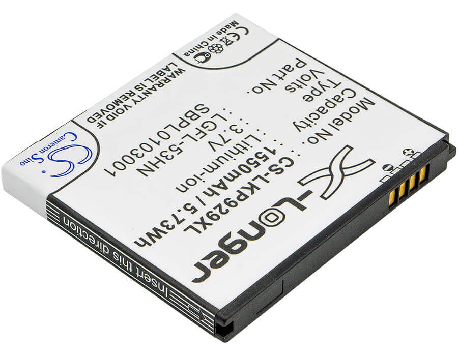 3.7V, Li-ion, 1550mAh, SmartPhone battery fits Lg, Fl-53hn, C729, Doubleplay, 5.74Wh Mobile, SmartPhone Cameron Sino Technology Limited (Suspended)