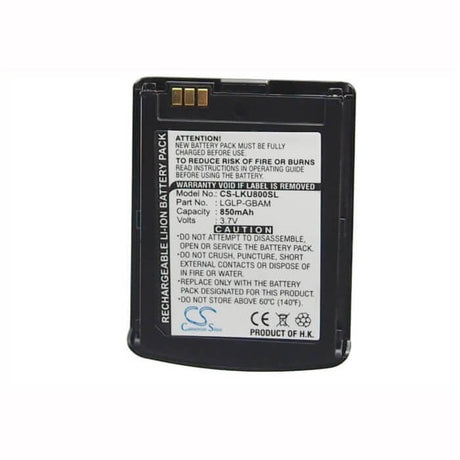 3.7V, Li-ion, 850mAh, SmartPhone battery fits Lg, Lglp-gbam, Ku800, 3.15Wh Mobile, SmartPhone Cameron Sino Technology Limited (Smartphone)