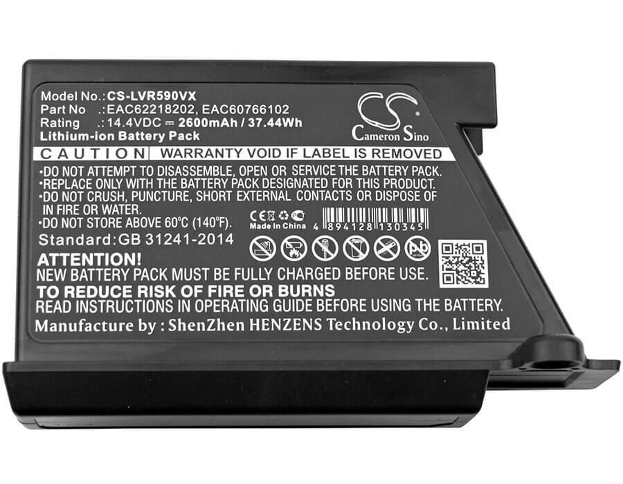 14.4V, Li-ion, 2600mAh, Vacuum battery fits Lg, Hom-bot 2.0, Hom-bot 3.0, Hombot R66803vmnp, 37.44Wh Vacuum Cameron Sino Technology Limited