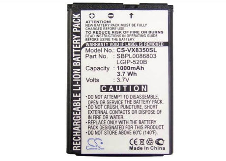 3.7V, Li-ion, 800mAh, SmartPhone battery fits Metropcs, Lg, Lgip-320r, Ax310, Helix, 2.96Wh Mobile, SmartPhone Cameron Sino Technology Limited (Smartphone)