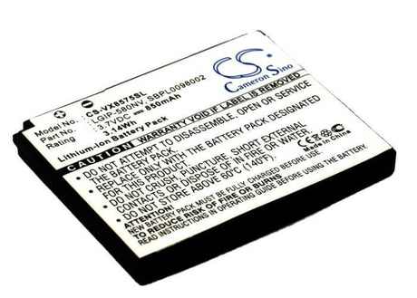 3.7V, Li-ion, 850mAh, SmartPhone battery fits Lg, Lgip-580nv, Chocolate Touch, Touch Ax8575, 3.15Wh Mobile, SmartPhone Cameron Sino Technology Limited (Suspended)