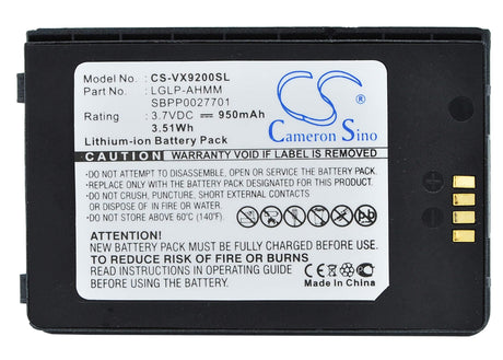 3.7V, Li-ion, 950mAh, SmartPhone battery fits Lg, Lglp-ahmm, Env3, Vx9200, 3.52Wh Mobile, SmartPhone Cameron Sino Technology Limited (Suspended)