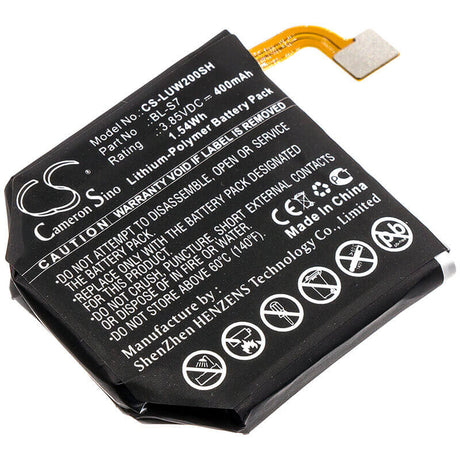 3.85V, Li-Polymer, 400mAh, Smartwatch battery fits Lg, Bl-s7, W200, W280, 1.54Wh Smartwatch Cameron Sino Technology Limited