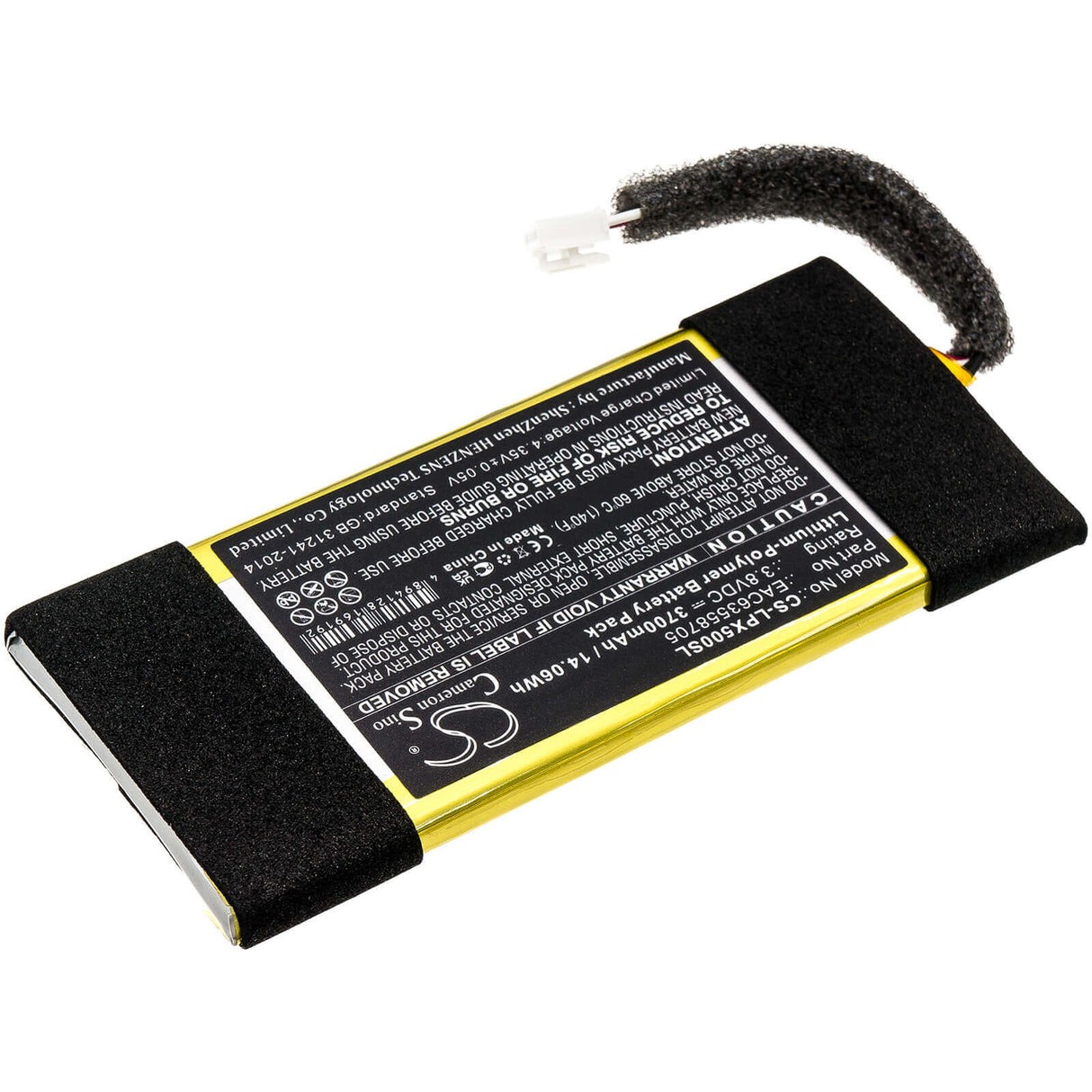 3.8V, Li-Polymer, 3700mAh, Speaker battery fits Lg, Pl5w, Xboom Go Pl5, 14.06Wh Speaker Cameron Sino Technology Limited