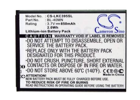 3.7V, Li-ion, 850mAh, SmartPhone battery fits Sprint, At&t, Lg, Bl-40mn, Xpression, 3.15Wh Mobile, SmartPhone Cameron Sino Technology Limited (Smartphone)