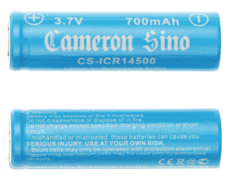 AA flat top lithium Ion batteries, 2 pieces per pack, 14500 3.7v, 700mah - 2.59wh 14500 Cameron Sino Technology Limited   