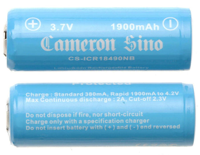 Lithium Ion, 2pcs 18490/18500 Pack With Pcb Protection 3.7v, 1900mah - 7.03wh 18490 Cameron Sino Technology Limited
