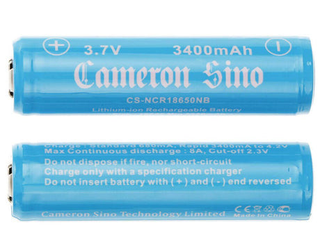 Lithium Ion Battery, 2pcs of 18650 Pack With Pcb Protection 3.7v, 3400mah 18650 Cameron Sino Technology Limited