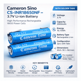 18650 Lithium Ion battery, 2pcs same direction tabs, 3.7v, 2900mah - 10.73wh 18650 Cameron Sino Technology Limited