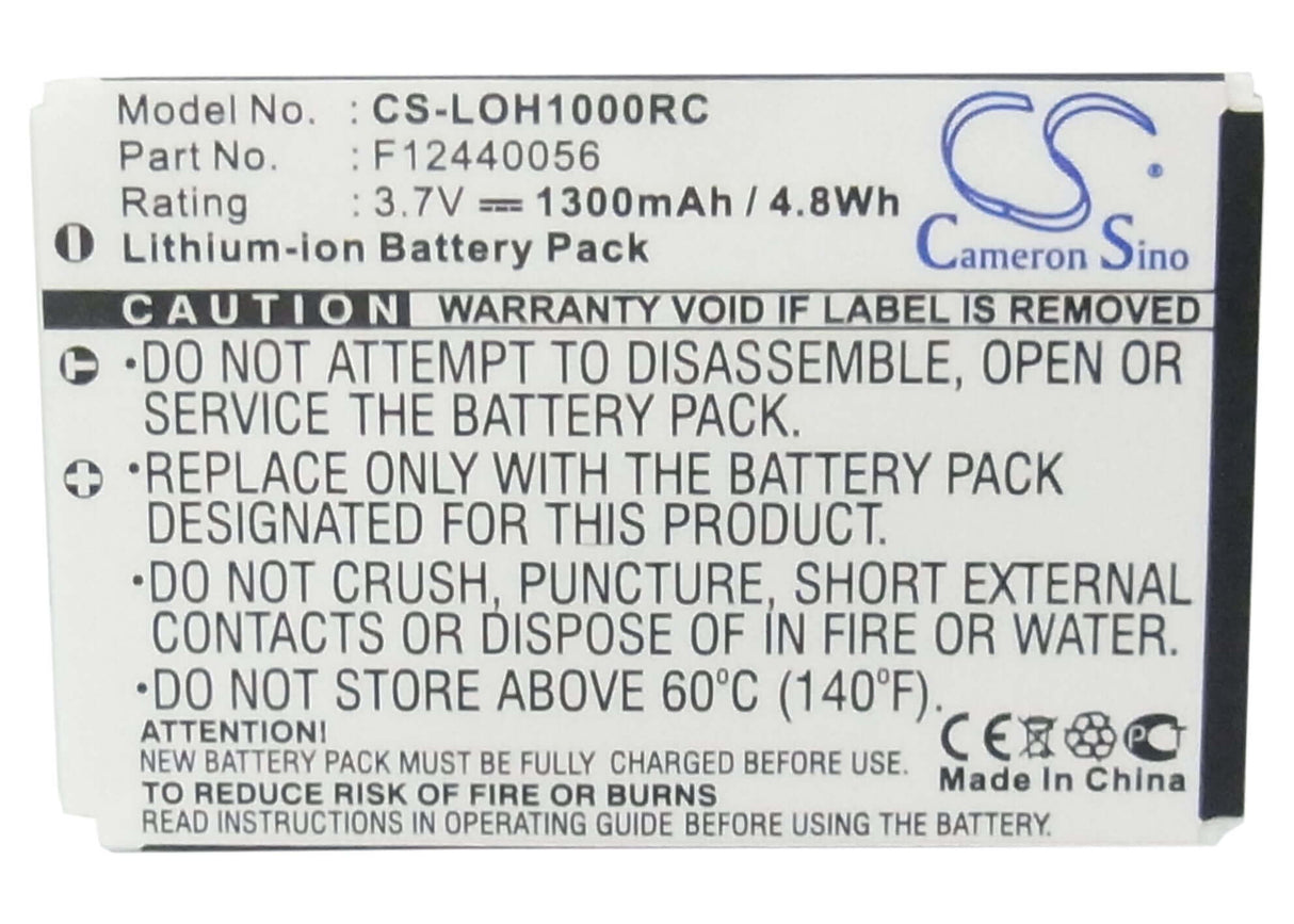 3.7V, Li-ion, 1300mAh, Remote Control battery fits Logitech, C-lr65, C-rl65, Harmony 1000 Remote, 4.81Wh Remote Control Cameron Sino Technology Limited