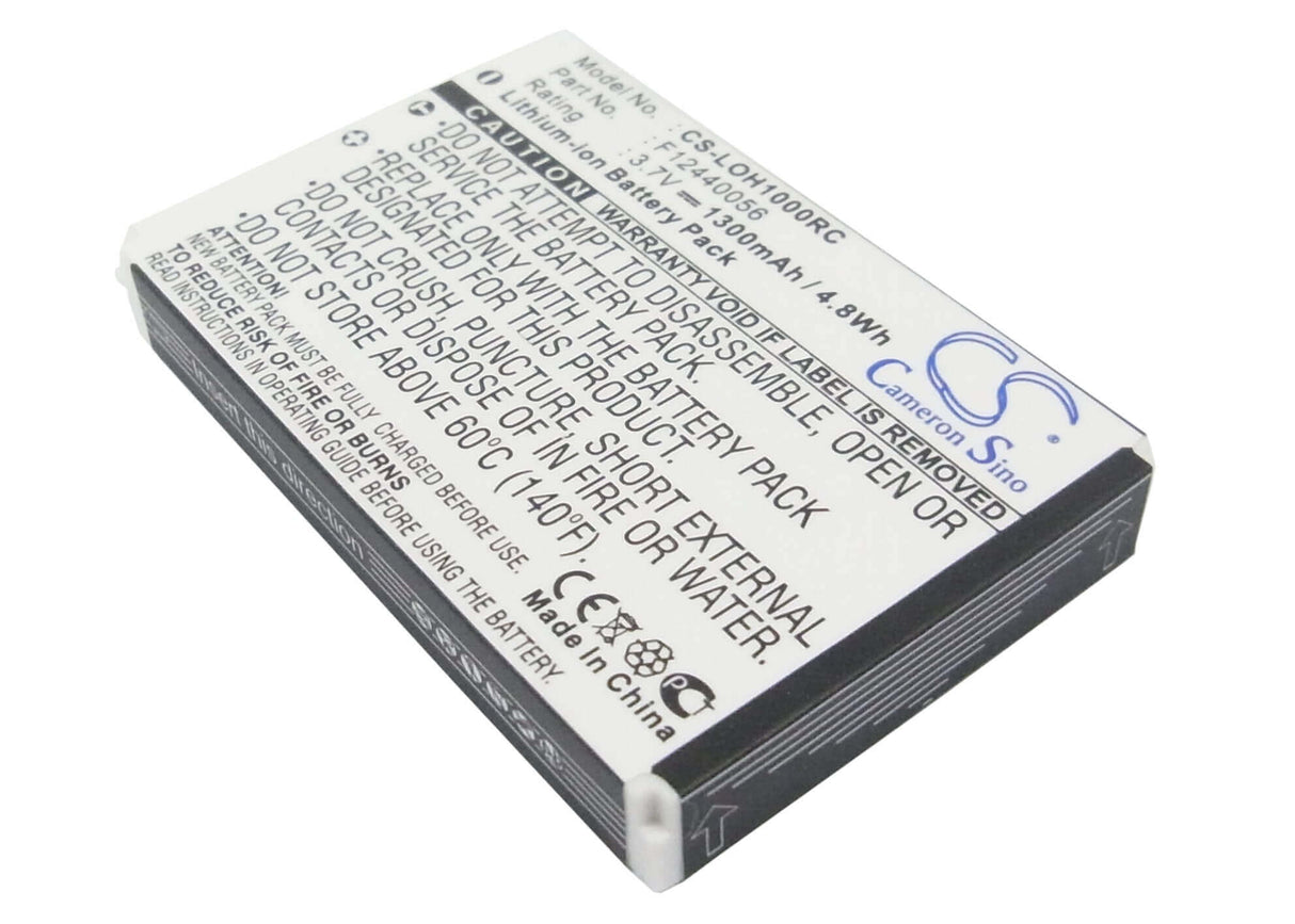 3.7V, Li-ion, 1300mAh, Remote Control battery fits Logitech, C-lr65, C-rl65, Harmony 1000 Remote, 4.81Wh Remote Control Cameron Sino Technology Limited