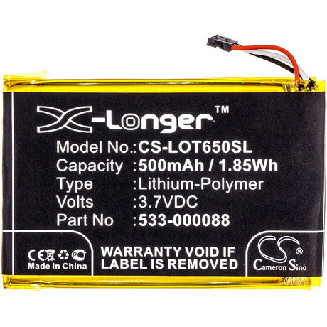 3.7V, Li-Polymer, 500mAh, Remote Control battery fits Teufel, Logitech, Mx Master, Touchpad T650, 1.85Wh Remote Control Cameron Sino Technology Limited