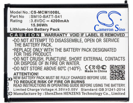 Barcode Scanner Battery For M3 Mobile, Sm10, Sm10lte 3.8v, 4200mah - 15.96wh Barcode Scanner Cameron Sino Technology Limited