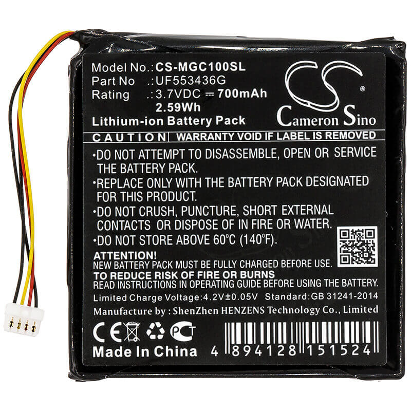 3.7V, Li-ion, 700mAh, GPS battery fits Magellan, Er-009311, Cyclo 100, Cyclo100, 2.59Wh GPS, Navigator Cameron Sino Technology Limited