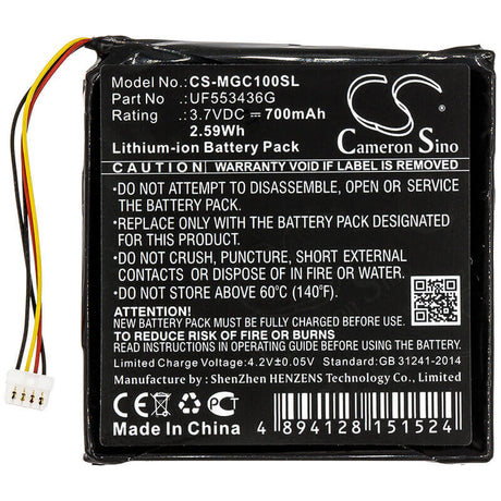 3.7V, Li-ion, 700mAh, GPS battery fits Magellan, Er-009311, Cyclo 100, Cyclo100, 2.59Wh GPS, Navigator Cameron Sino Technology Limited