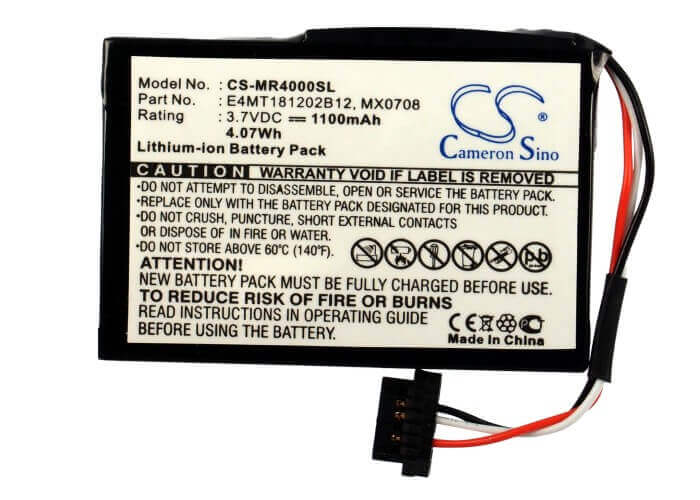 3.7V, Li-ion, 1100mAh, GPS battery fits Magellan, 37-00030-001, Maestro 4000, Maestro 4000t, 4.07Wh GPS, Navigator Cameron Sino Technology Limited
